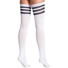 Nike, adidas, puma, lee, jockey, hanes, xersion Amazon Com American Apparel Stripe Thigh High Sock One Size White And Black Clothing Striped Thigh High Socks Black And White Socks American Apparel
