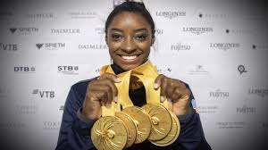 First woman to win five world her four 2016 olympic gold medals tie the olympic record for a female gymnast in a single games. Simone Biles Becomes All Time Medal Earner At The 2019 World Championships Abc News