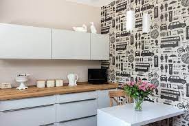 Whether you call them feature walls, accent walls or statement walls, they're a great place to let your creative vision fly free. Bored By Your Plain Walls 40 Wallpapers To Kick Your Home Up A Notch Purple Kitchen Wallpaper Kitchen Wallpaper Kitchen Feature Wall
