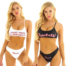 US Sexy Womens Yes Daddy Lingerie Set Anime Cosplay Underwear Bra Top  Birefs | eBay