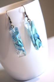 Abstract Earrings Mix Of Blues Resin Jewelry Diy Painted Jewelry Art Earrings