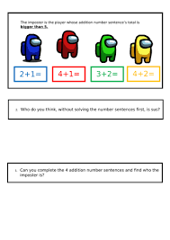 Touchmath multisensory teaching & learning math products make math fun! Among Us Addition Worksheets Teaching Resources