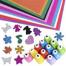 Preparing the paper shapes for spirelli string art patterns. Jnch 12 Pieces Paper Punch Set For Craft 10 Sheets Glitter A4 Papers For Card Making With Butterfly Love Heart Flower Star Snowflake Maple Leaves Patterns Buy Online In Bahamas At