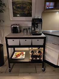 Since my last post about staining, we've installed our treads. Bror Ikea Hack Ikea Kitchen Cart Ikea Kitchen Island Ikea Kitchen
