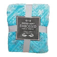 Super Soft Embossed Fleece Throw 125 X 150cm Light Blue Snowflake Buy Online At Qd Stores