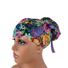 Blue Scub Caps Women Ponytail