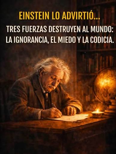 Einstein lo advirtió... Tres fuerzas destruyen al mundo: la ignorancia, el  miedo y la codicia.