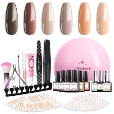 Amazon Com Modelones Gel Nail Polish Kit With 48w U V Light 6 Nude Colors In 10ml 48w Nail Lamp Matte Top Coat Base And Top Coat Upgraded Manicure Tools Beauty