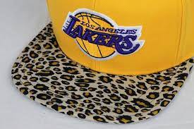 Custom Mitchell Ness L A Lakers Leopard Print Snapback Sidewalk Hustle Leopard Hat Leopard Print Lakers