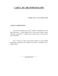 Carta De Recomendacion Personal Ejemplos Como Hacer Una Cartas De Recomendacion Formato De Carta Ejemplo De Carta