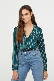 Black And White Striped Blouse H M Pdp In 2020 Striped Blouse Outfit Pretty Blouses Satin Blouse