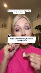 Cross Charm, Choker, Paperclip Style, Chunky Necklace. Gold or Silver, with  a Metal Coating. Very Pretty. The quality is good! 17 inches with a 2 inch  extender, lobster clasp. Stackable! I just ...