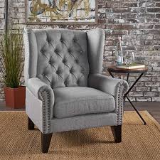 New Christopher Knight Home 302087 Laird Traditional Winged Fabric Accent Chair Grey Dark Brown Living Ro Fabric Accent Chair Blue Accent Chairs Accent Chairs