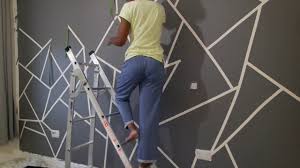 Grey geometric wall painting ideas. Geometric Wall Painting Design Ideas Novocom Top