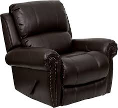 Eco Friendly Plush Oversized Rocker Recliner With Brown Leather Upholstery 409 00 Leather Recliner Rocker Recliners Living Room Recliner