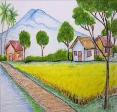 Gambar pemandangan ini semua mudah kok, asal kamu mau mencobanya, semua nya pasti terasa mudah ketikda kita mencoba. Menggambar Pemandangan Desa For Android Apk Download