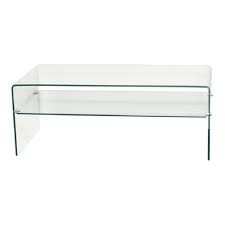 If you like the slick curved design of this coffee table you may. Fab Glass And Mirror 46 In Clear Large Rectangle Glass Coffee Table With Shelf Xct321 The Home Depot