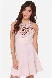 Lace In The Right Place Light Pink Halter Dress Dresses Light Pink Lace Dress Lace Pink Dress