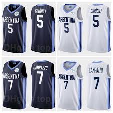 Basketball is a team sport in which two teams, most commonly of five players each, opposing one another on a rectangular court, compete with the primary objective of shooting a basketball (approximately 9.4 inches (24 cm) in diameter) through the defender's hoop (a basket 18 inches (46 cm) in diameter mounted 10 feet (3.048 m) high to a backboard at each end of the court) while preventing the. 2021 2021 Tokyo Olympics Argentina Basketball Jersey 7 Facundo Campazzo 5 Manu Ginobili 4 Luis Scola 29 Patricio Garino 14 Gabriel Deck 12 Marcos Delia Man Woman Youth From Top Sport Mall 11 86 Dhgate Com