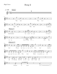 Song 2 – Blur Song 2 - Voice High Sheet Music for Vocals (Solo) |  MuseScore.com