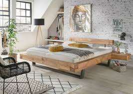 Bettgestell metall betten bett schlafzimmerbe tt doppelbett einzelbett metallbett. Schwebe Balkenbett Wildeiche Massivholz Mit Metallgestell Von La Natura Gunstig Bestellen Skanmobler