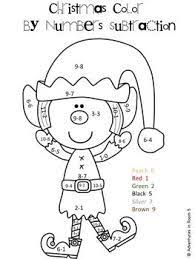 Christmas Color By Numbers Addition And Subtraction Christmas Kindergarten Christmas School Christmas Math