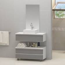 Kit Gabinete Banheiro Creta 80cm Cuba Sobrepor Espelho Branco Cinza Em 2020 Gabinete Banheiro Moveis Para Banheiro Cuba De Sobrepor