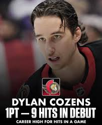 What a debut for Dylan Cozens in the nation's capital. Cozens had one  assist and nine hits in 17:27 in his Senators debut. A reminder that  Buffalo fans' biggest criticism about him