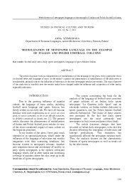We did not find results for: Pdf Medialization Of Newspaper Language On The Example Of Italian And Polish Football Columns Anna Godzich Maiden Name Szemberska Academia Edu