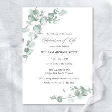 Duplicate designs and resize them to create consistency across multiple types of assets. Memorial Service Invitation Templates Eucalyptus Fig Laurel