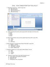 Microsoft word 2007 mendukung beberapa dokumen sbb: Soal Power Point Aksel 1 Cetak Dikonversi 2 Pdf Pdf