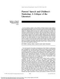 What causes stuttering in toddlers. Pdf Parents Speech And Children S Stuttering A Critique Of The Literature