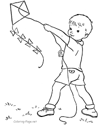 Spring Coloring Page Boy And Kite Spring Coloring Pages Coloring Pages For Boys Coloring Pages For Kids