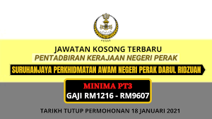 Kerjakosong terkini kerajaan negeri perak sesi 2020. Jawatan Kosong Terbaru Spa9 Negeri Perak Darul Ridzuan Minima Pt3 Pmr Rm1216 Rm9607 Sebulan Mari Kerja Sekarang