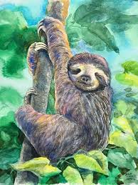 Sloth Watercolor Painting Sloth Art Cute Sloth Painting Etsy Sloth Art Animal Art Animal Paintings