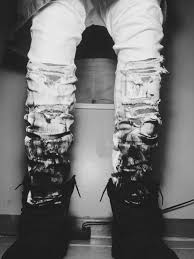 Black And White Jeans Mens Jean Ripped White Gradient Shoes Sit Ripped Jeans Men Mens Outfits Mens Streetwear