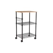 It is made of wood, which ensures strength and durability. Room Essentials Black Metal Microwave Cart
