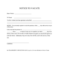 Additionally, there are other notice forms for other possible grounds for eviction in texas. Notice To Vacate Fill Out And Sign Printable Pdf Template Signnow