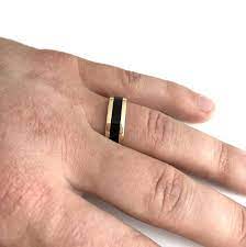 Mens Wedding Band Gold Ring With Enamel Wedding Band Mens Black Wedding Band Mens Wedding Ring Wedding Band For Him Mens Wedding Band Mens Wedding Bands Mens Gold Wedding Band Black