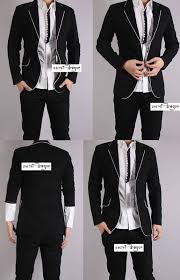 Black And White Jacket Mens White Piping Yes White Back Of Cuff No Mens Blazer Jacket Blazer Jacket Black