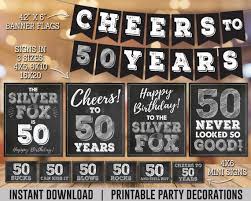 These are just a few ideas of inexpensive ways to make for a great party with some fun 50th birthday party decorations. 50th Birthday Party Decorations For Men Silver Fox Theme Birthday Decor Silver Fox Birthday Printable Party Pack Instant Download By Tangledtulip Catch My Party