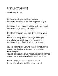 Adrienne Rich Poetry Words Poem For My Son Poems About Girls