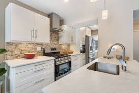 Wilsonart White Carrera Laminate Galley Kitchen Kitchen Swinging Doors