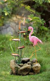 Fiberglass Metal Resin Flamingo And Rock Water Fountain Water Fountain Flamingo Garden Flamingo