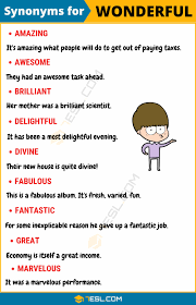Another Word For Wonderful List Of 95 Synonyms For Wonderful 7esl