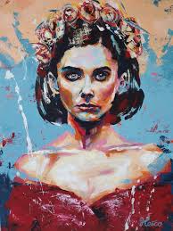 Did this piece a year ago in acrylics, Pinterest ref pic