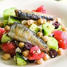 Greek Salad With Sardines For Two Recipe Sardine Recipes Greek Salad Recipes