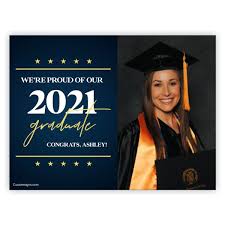 Signs for graduates are often ordered by parents. 2021 Graduation Star And Script Yard Sign Customsigns Com