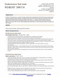 Performance Test Lead Resume Samples Qwikresume