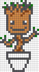 Baby Groot Perler Bead Art Minecraft Pixel Art Pixel Art